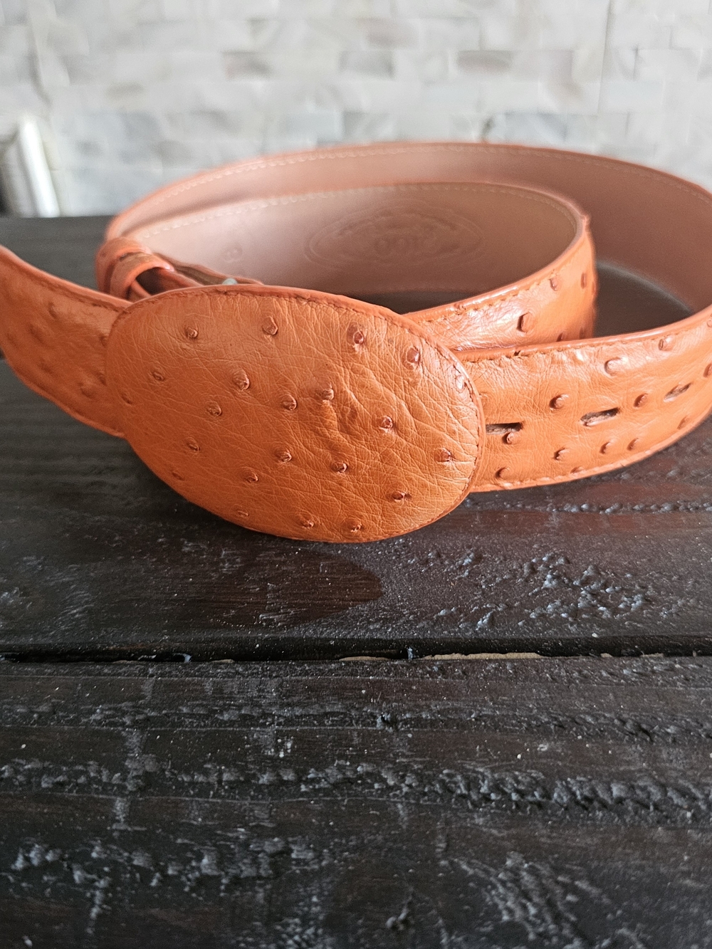 Full Quail Ostrich belt and buckle exotic Men's  Ostrich  Belt